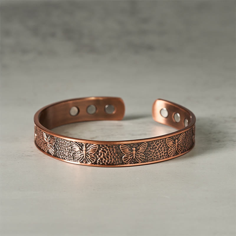 Fortune Jewel Copper Open Butterfly Balance Self Care Adjustable Cuff Bracelet Bangle - Fortune Jewel
