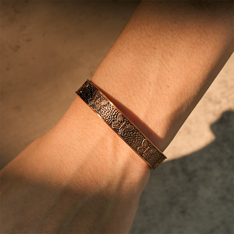 Fortune Jewel Copper Open Butterfly Balance Self Care Adjustable Cuff Bracelet Bangle - Fortune Jewel