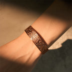Fortune Jewel Copper Flower Open Balance Luck Adjustable Cuff Bracelet Bangle - Fortune Jewel