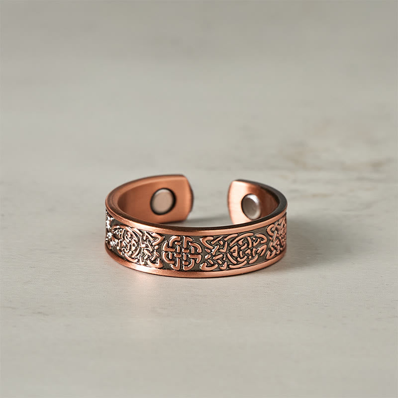 Fortune Jewel Copper Abstract Line Pattern Open Luck Cuff Bracelet Bangle Ring - Fortune Jewel
