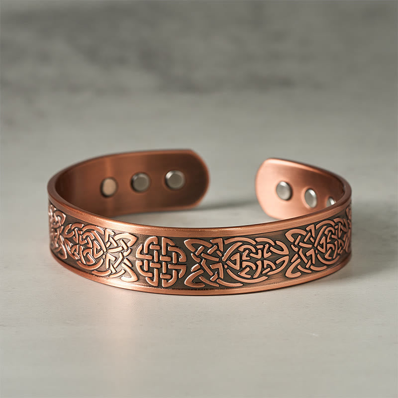 Fortune Jewel Copper Abstract Line Pattern Open Luck Cuff Bracelet Bangle Ring - Fortune Jewel