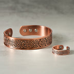 Fortune Jewel Copper Abstract Line Pattern Open Luck Cuff Bracelet Bangle Ring - Fortune Jewel