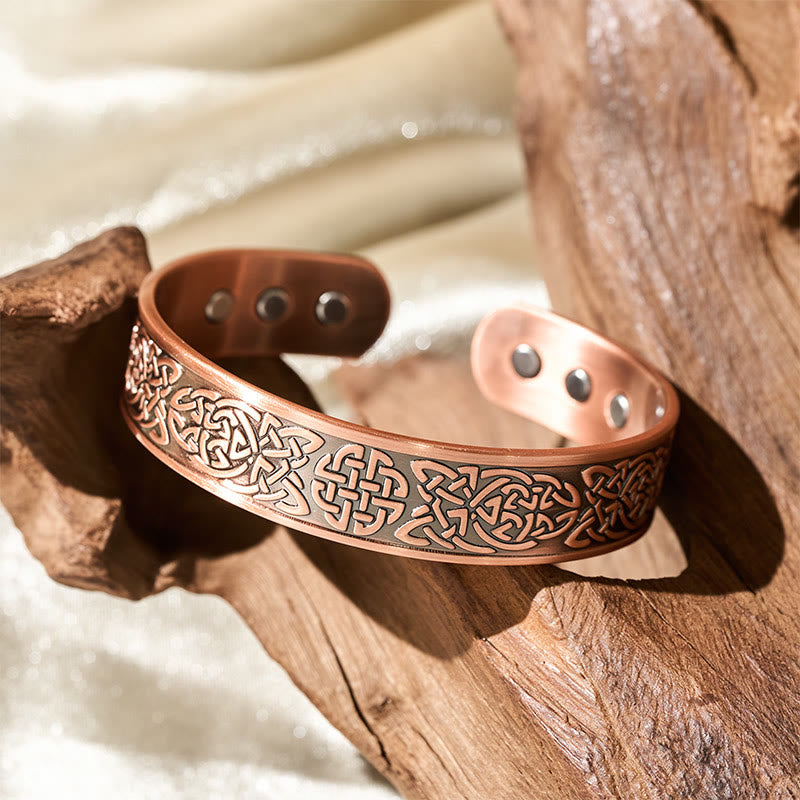 Fortune Jewel Copper Abstract Line Pattern Open Luck Cuff Bracelet Bangle Ring - Fortune Jewel