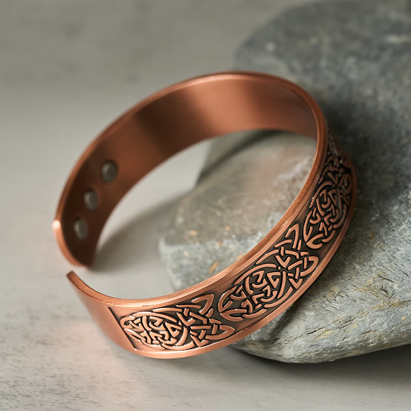 Fortune Jewel Copper Abstract Line Pattern Open Luck Cuff Bracelet Bangle Ring - Fortune Jewel