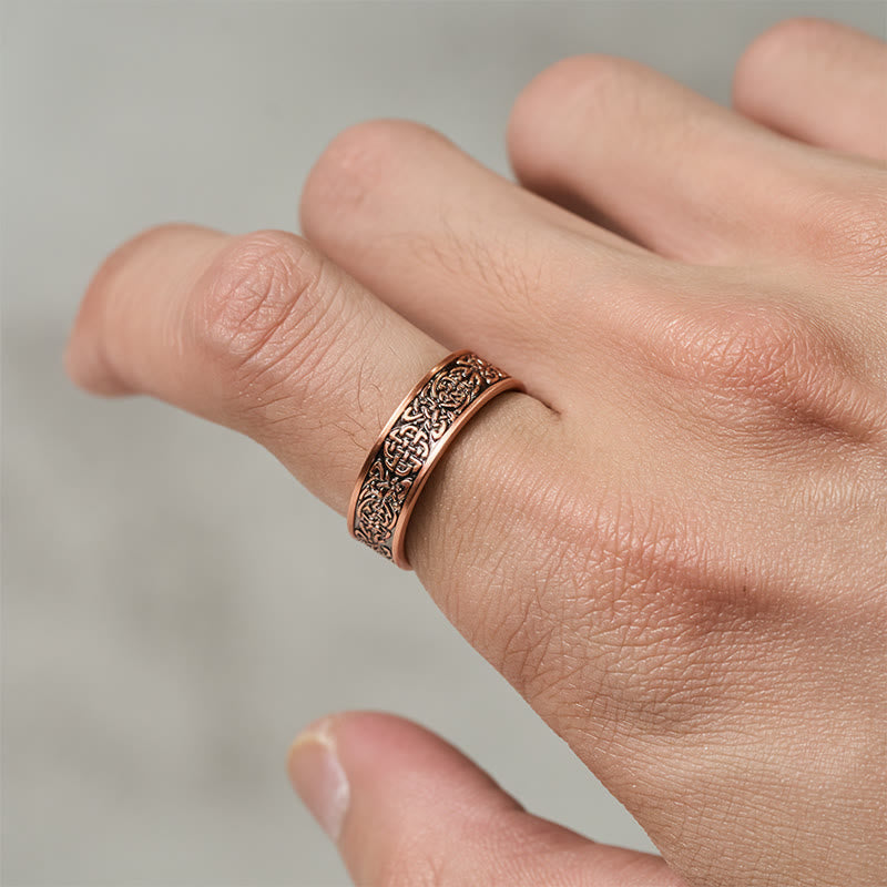 Fortune Jewel Copper Abstract Line Pattern Open Luck Cuff Bracelet Bangle Ring - Fortune Jewel
