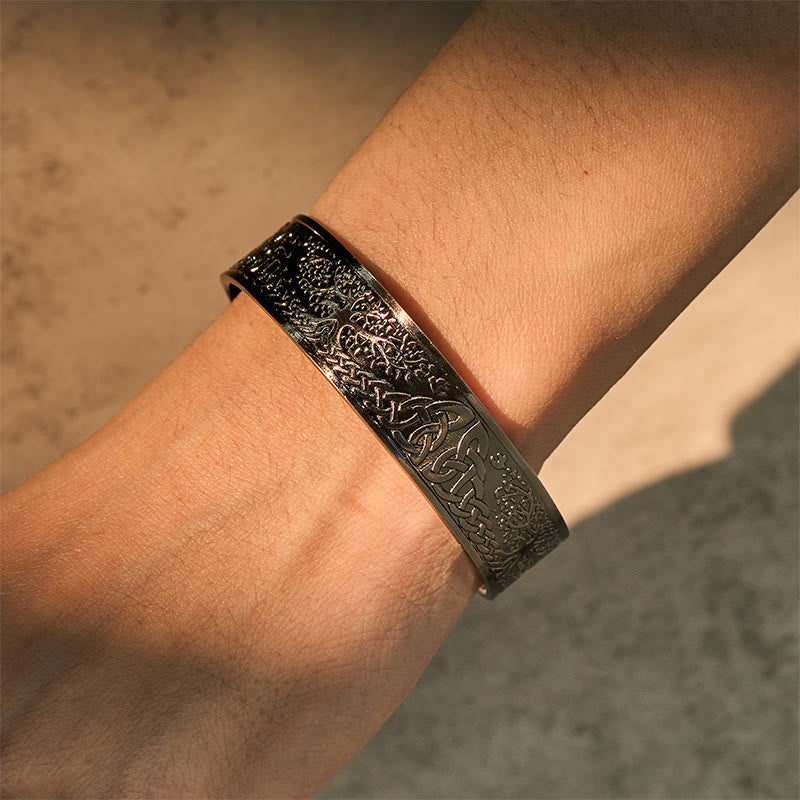 Fortune Jewel The Tree Of Life Copper Open Balance Luck Cuff Bracelet Bangle - Fortune Jewel