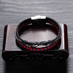 Fortune Jewel Infinitely Design Titanium Steel Braided Three-layer Leather Balance Bracelet - Fortune Jewel