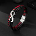 Fortune Jewel Infinitely Design Titanium Steel Braided Three-layer Leather Balance Bracelet - Fortune Jewel
