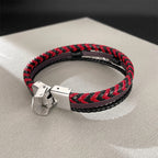 Fortune Jewel Infinitely Design Titanium Steel Braided Three-layer Leather Balance Bracelet - Fortune Jewel