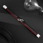 Fortune Jewel Infinitely Design Titanium Steel Braided Three-layer Leather Balance Bracelet - Fortune Jewel
