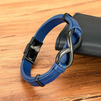 Fortune Jewel Infinitely Design Titanium Steel Multicolored Leather Strengthen Bracelet - Fortune Jewel