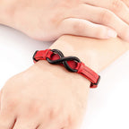 Fortune Jewel Infinitely Design Titanium Steel Multicolored Leather Strengthen Bracelet - Fortune Jewel