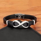 Fortune Jewel Infinitely Design Titanium Steel Multicolored Leather Strengthen Bracelet - Fortune Jewel