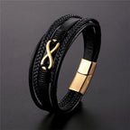 Fortune Jewel Colorful Infinitely Titanium Steel Multilayered Leather Strengthen Bracelet - Fortune Jewel