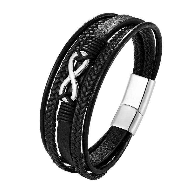 Fortune Jewel Colorful Infinitely Titanium Steel Multilayered Leather Strengthen Bracelet - Fortune Jewel
