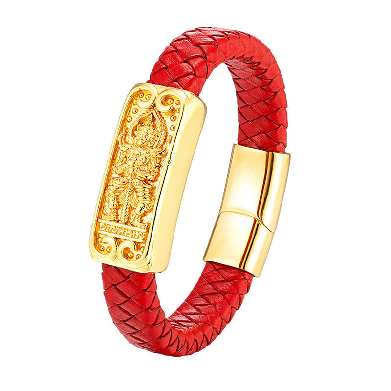 Fortune Jewel Buddha Symbol Titanium Steel Leather Strengthen Bracelet - Fortune Jewel