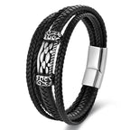 Fortune Jewel Chain Link Design Titanium Steel Multi-layer Leather Balance Braided Bracelet - Fortune Jewel