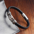 Fortune Jewel Chain Link Design Titanium Steel Multi-layer Leather Balance Braided Bracelet - Fortune Jewel