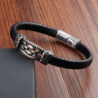 Fortune Jewel Chain Link Design Titanium Steel Multi-layer Leather Balance Braided Bracelet - Fortune Jewel