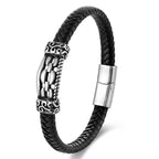 Fortune Jewel Chain Link Design Titanium Steel Multi-layer Leather Balance Braided Bracelet - Fortune Jewel