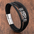 Fortune Jewel Chain Link Design Titanium Steel Multi-layer Leather Balance Braided Bracelet - Fortune Jewel