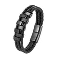 Fortune Jewel Geometric Design Titanium Steel Leather Strengthen Bracelet - Fortune Jewel