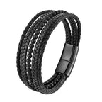 Fortune Jewel Matte Frosting Black Onyx Leather Fortune Multilayered Braided Bracelet - Fortune Jewel