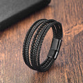 Fortune Jewel Matte Frosting Black Onyx Leather Fortune Multilayered Braided Bracelet - Fortune Jewel