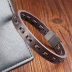 Fortune Jewel Titanium Steel Buckle Multilayered Braided Leather Calm Bracelet - Fortune Jewel