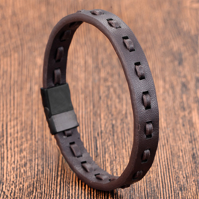 Fortune Jewel Titanium Steel Buckle Multilayered Braided Leather Calm Bracelet - Fortune Jewel