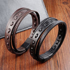 Fortune Jewel Titanium Steel Buckle Multilayered Braided Leather Calm Bracelet - Fortune Jewel