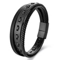 Fortune Jewel Titanium Steel Buckle Multilayered Braided Leather Calm Bracelet - Fortune Jewel