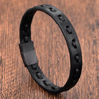 Fortune Jewel Titanium Steel Buckle Multilayered Braided Leather Calm Bracelet - Fortune Jewel