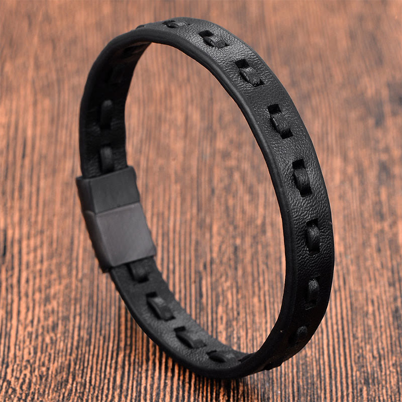 Fortune Jewel Titanium Steel Buckle Multilayered Braided Leather Calm Bracelet - Fortune Jewel