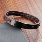 Fortune Jewel Titanium Steel Buckle Multilayered Braided Leather Calm Bracelet - Fortune Jewel