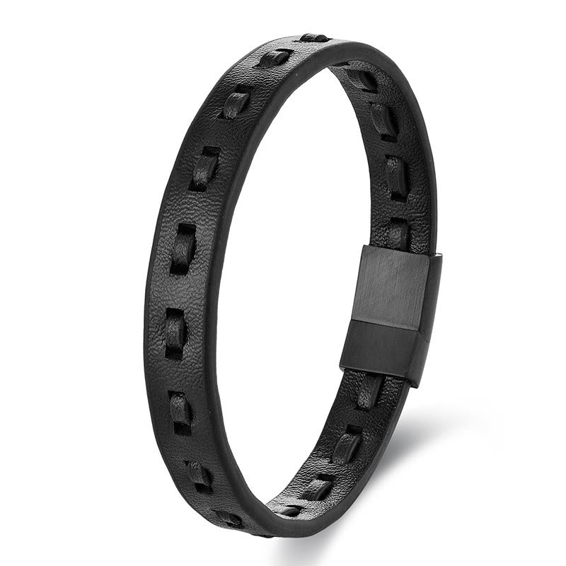 Fortune Jewel Titanium Steel Buckle Multilayered Braided Leather Calm Bracelet - Fortune Jewel