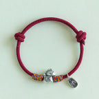 Fortune Jewel 999 Sterling Silver Year Of The Horse Fu Character Attract Fortune String Rope Luck Bracelet - Fortune Jewel