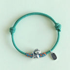 Fortune Jewel 999 Sterling Silver Year Of The Horse Fu Character Attract Fortune String Rope Luck Bracelet - Fortune Jewel