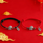 Fortune Jewel 999 Sterling Silver Year Of The Horse Fu Character Attract Fortune String Rope Luck Bracelet - Fortune Jewel