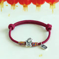 Fortune Jewel 999 Sterling Silver Year Of The Horse Fu Character Attract Fortune String Rope Luck Bracelet - Fortune Jewel