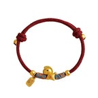Fortune Jewel 999 Sterling Silver Year Of The Horse Fu Character Charm Colorful String Rope Luck Bracelet - Fortune Jewel