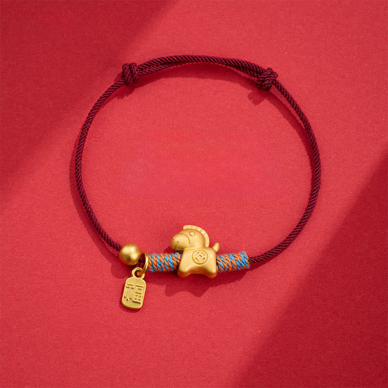 Fortune Jewel Year Of The Horse Fu Character Handwoven String Luck Connection Bracelet - Fortune Jewel
