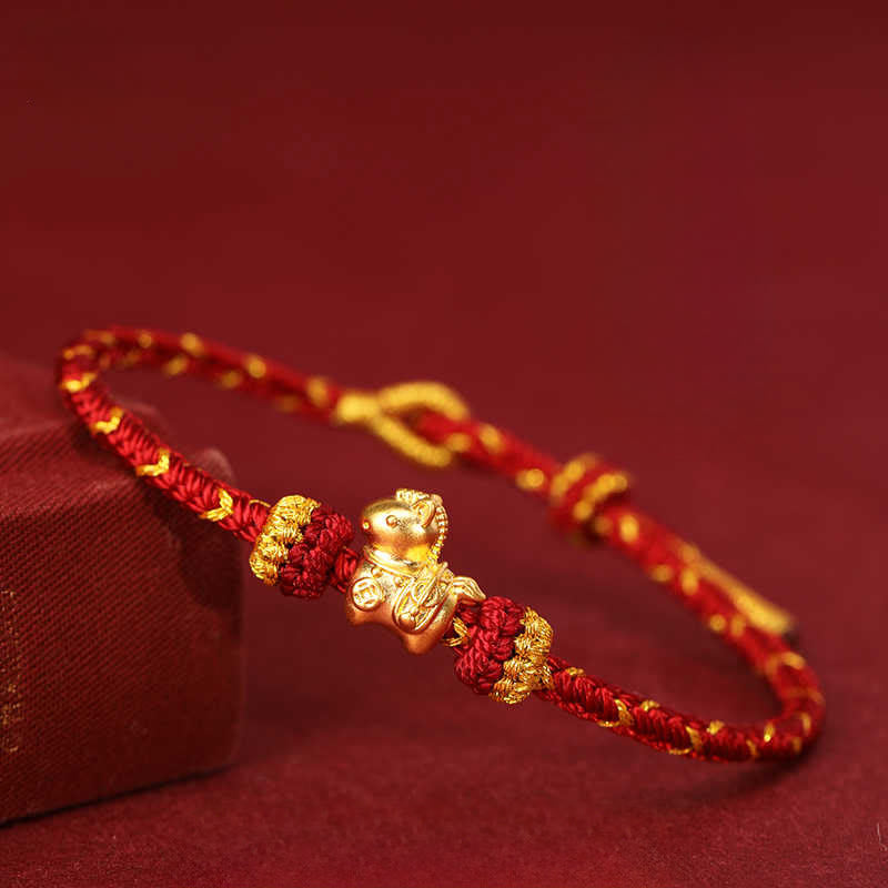 Fortune Jewel 999 Gold Year Of The Horse Braided String Rope Luck Adjustable Bracelet - Fortune Jewel
