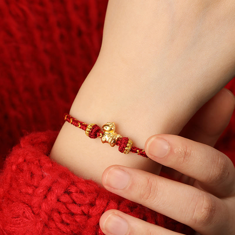 Fortune Jewel 999 Gold Year Of The Horse Braided String Rope Luck Adjustable Bracelet - Fortune Jewel