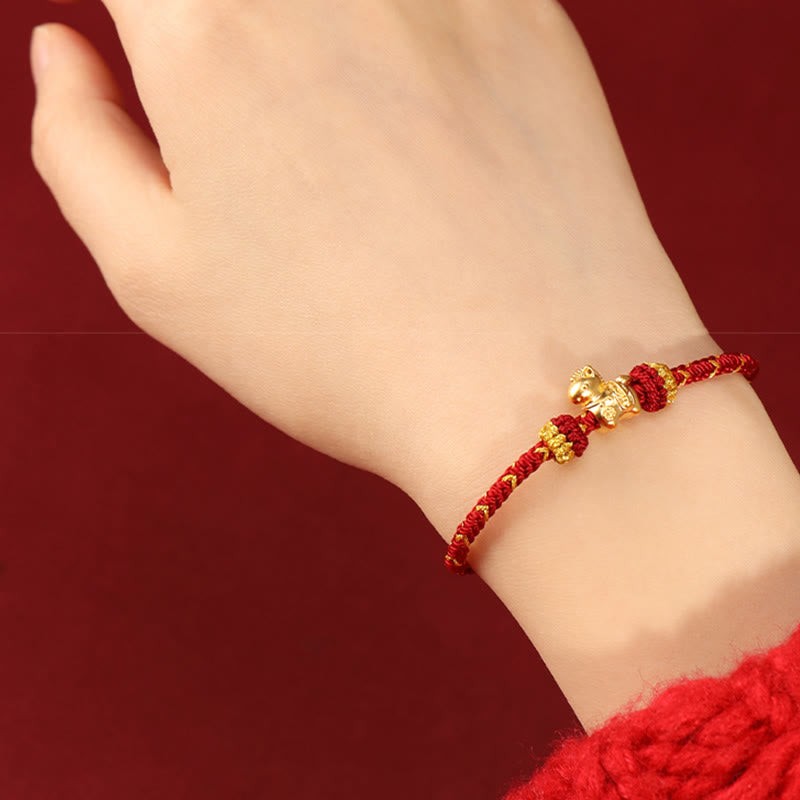 Fortune Jewel 999 Gold Year Of The Horse Braided String Rope Luck Adjustable Bracelet - Fortune Jewel
