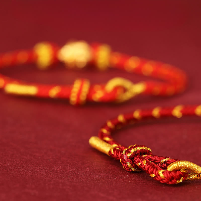 Fortune Jewel 999 Gold Year Of The Horse Braided String Rope Luck Adjustable Bracelet - Fortune Jewel