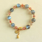 Fortune Jewel Natural Strawberry Quartz Moonstone Healing Positive Beads Bracelet - Fortune Jewel