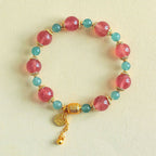 Fortune Jewel Natural Strawberry Quartz Moonstone Healing Positive Beads Bracelet - Fortune Jewel