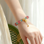 Fortune Jewel Natural Strawberry Quartz Moonstone Healing Positive Beads Bracelet - Fortune Jewel