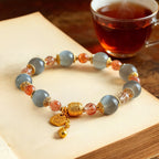 Fortune Jewel Natural Strawberry Quartz Moonstone Healing Positive Beads Bracelet - Fortune Jewel